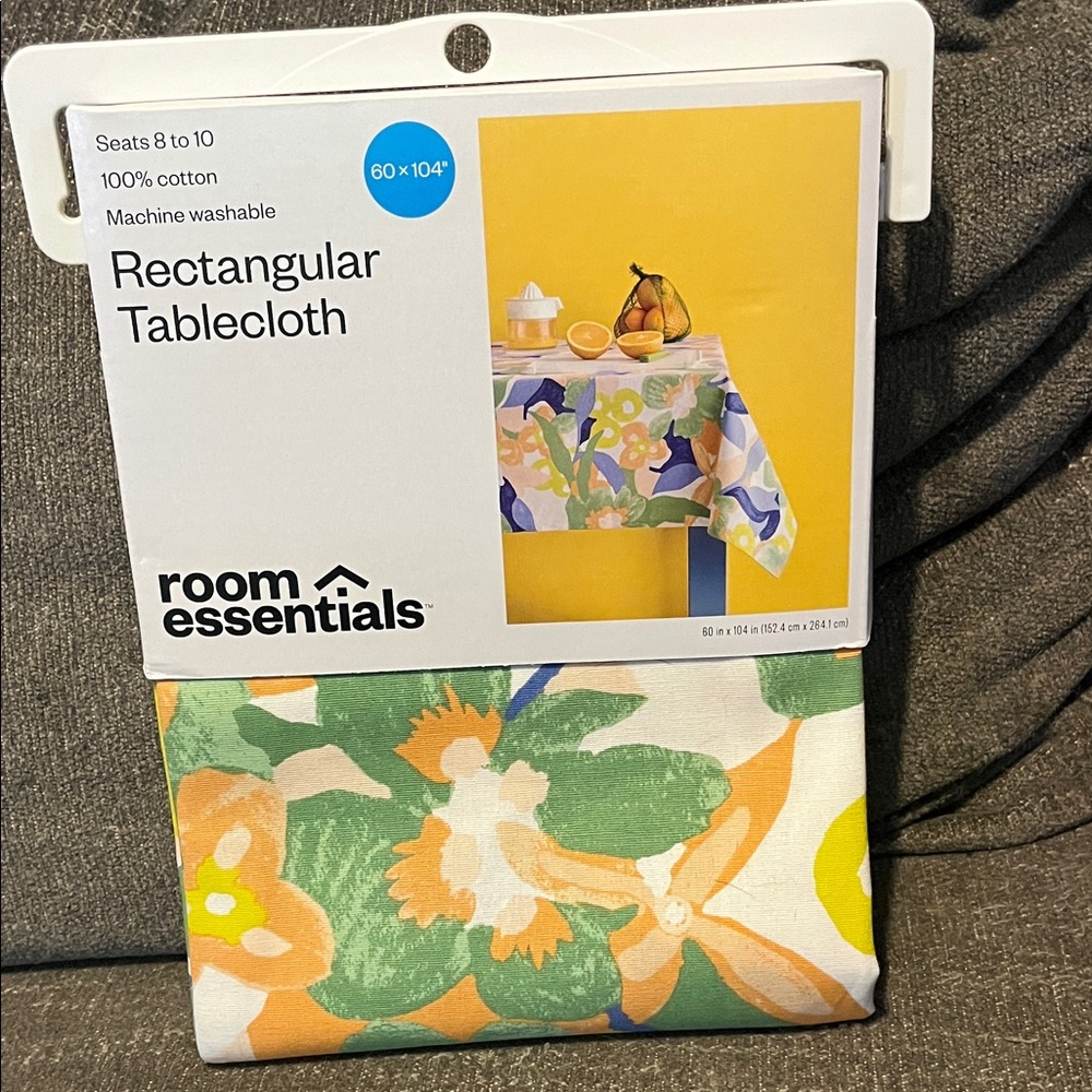 Room Essentials Floral Tablecloth - Green, Orange, White